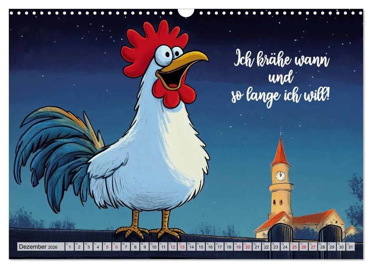 Bild: 9783457352144 | Verrücktes Hühnervolk (Wandkalender 2026 DIN A3 quer), CALVENDO...