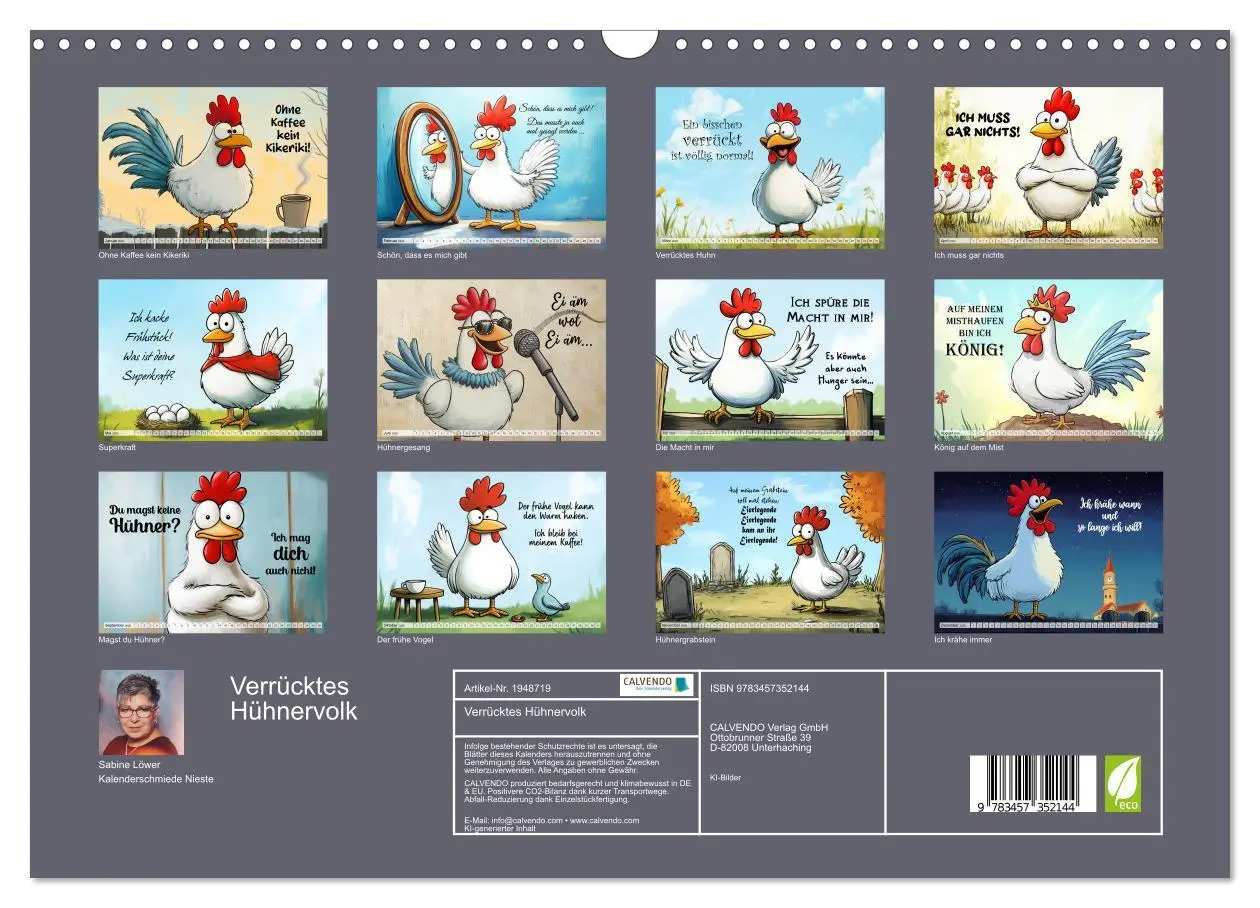 Bild: 9783457352144 | Verrücktes Hühnervolk (Wandkalender 2026 DIN A3 quer), CALVENDO...