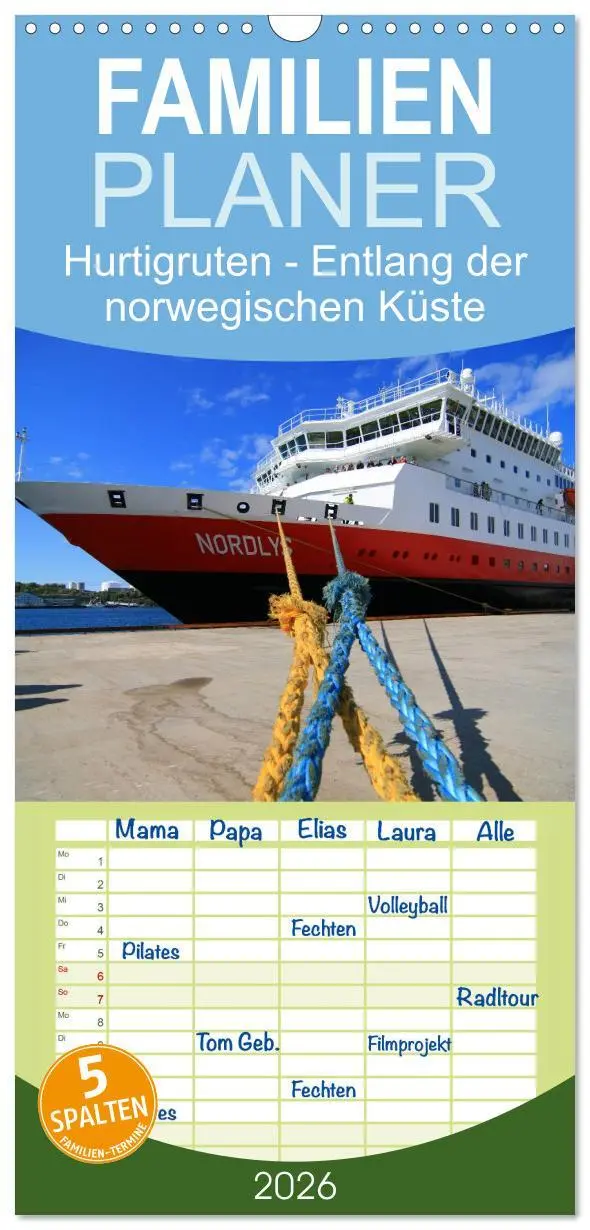 Cover: 9783516512144 | Familienplaner 2026 - Hurtigruten - Entlang der norwegischen Küste...