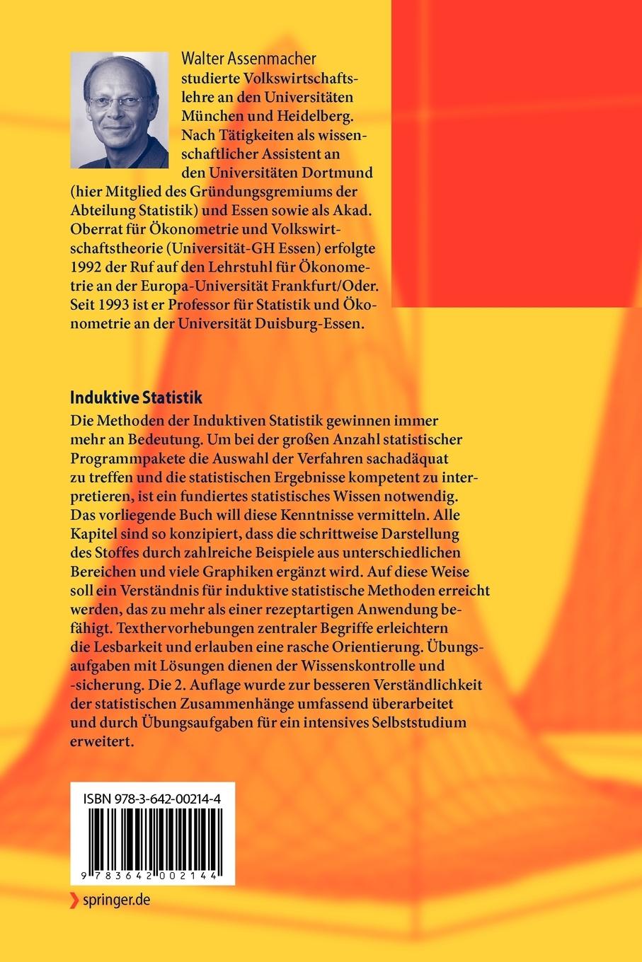 Rückseite: 9783642002144 | Induktive Statistik | Walter Assenmacher | Taschenbuch | xiv | Deutsch