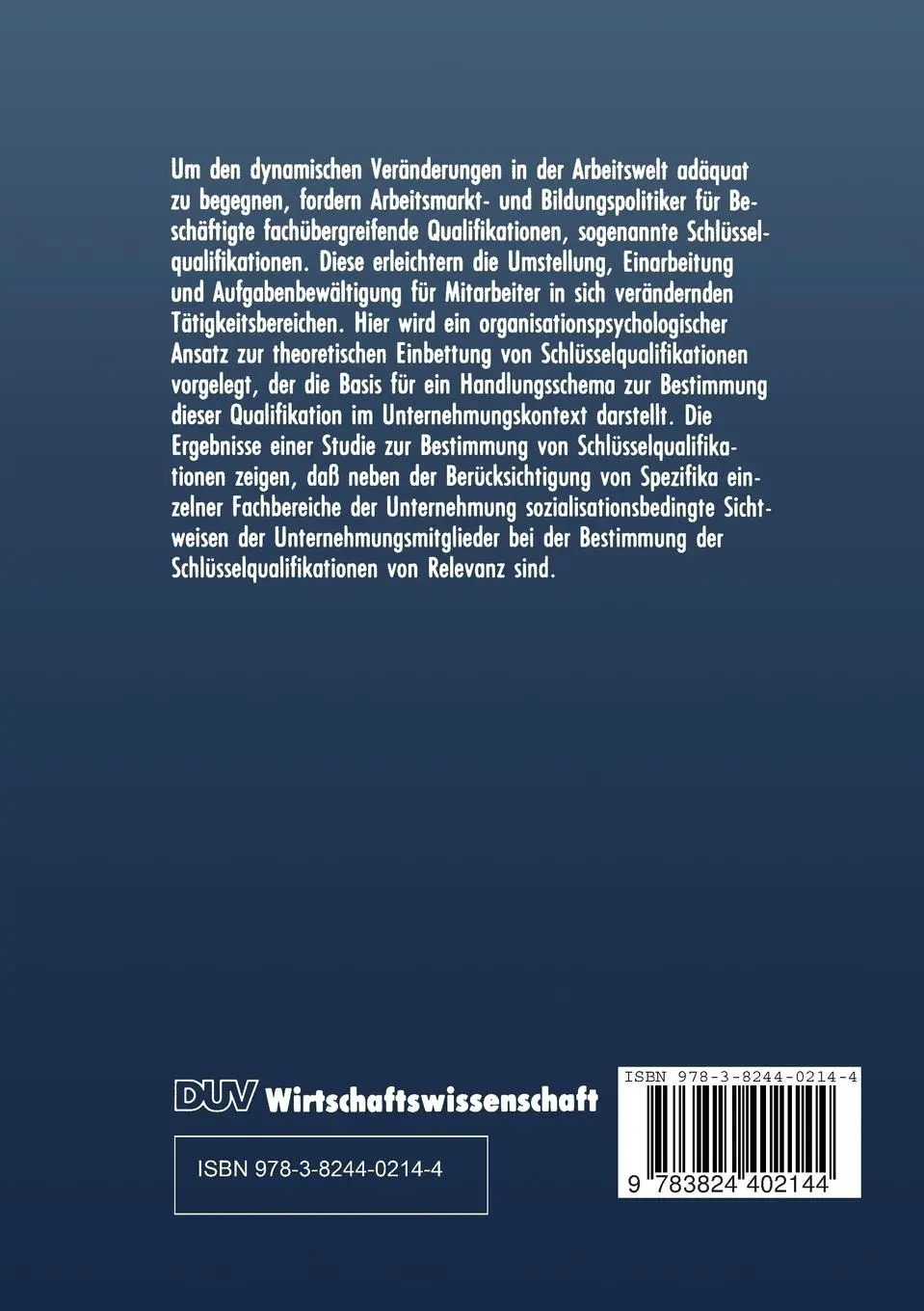 Rückseite: 9783824402144 | Schlüsselqualifikation in der betrieblichen Praxis | Stangel-Meseke