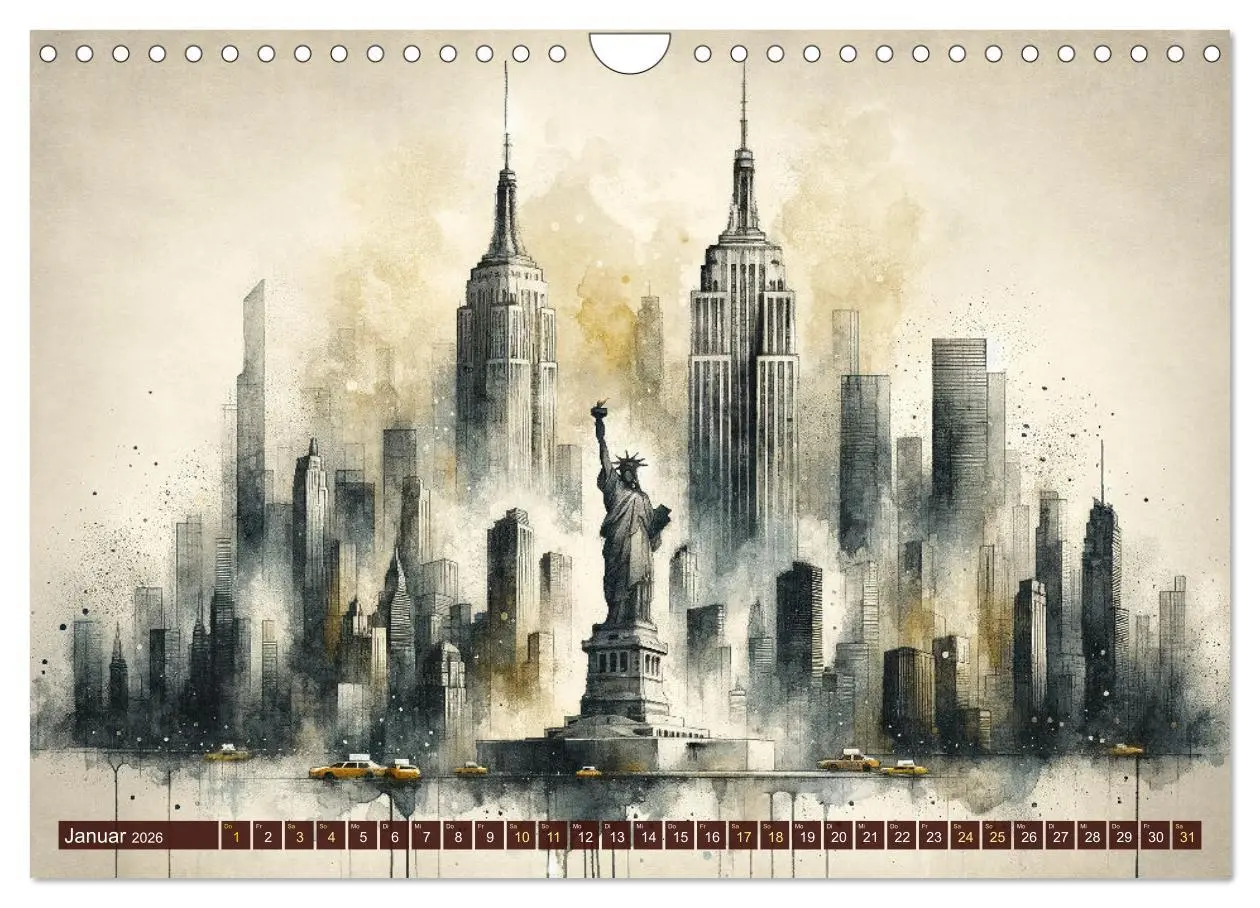 Bild: 9783457342244 | Von New York bis Tokio - Ein KI-Kalender für Weltenbummler...