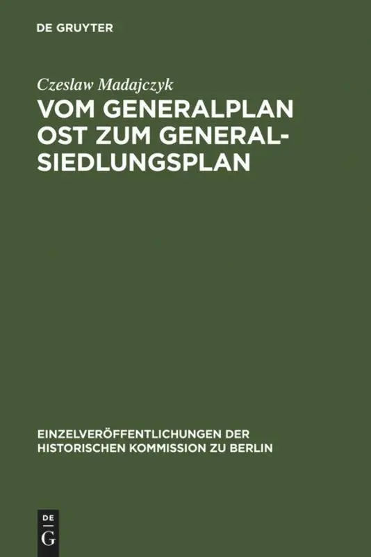 Cover: 9783598232244 | Vom Generalplan Ost zum Generalsiedlungsplan | Dokumente | Madajczyk