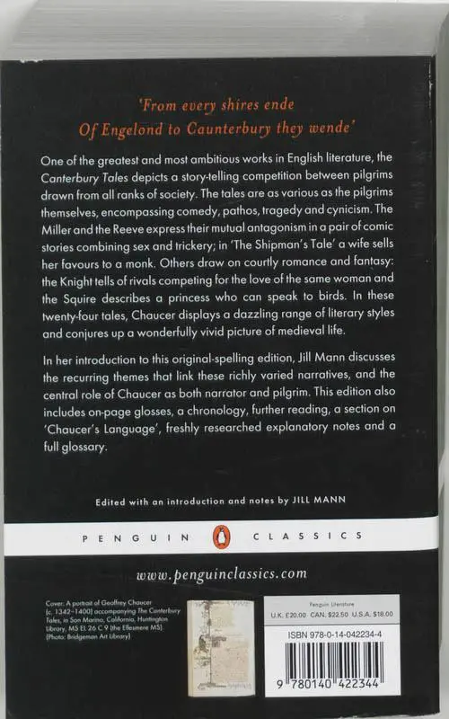 Rückseite: 9780140422344 | The Canterbury Tales | (Original-Spelling Edition) | Geoffrey Chaucer