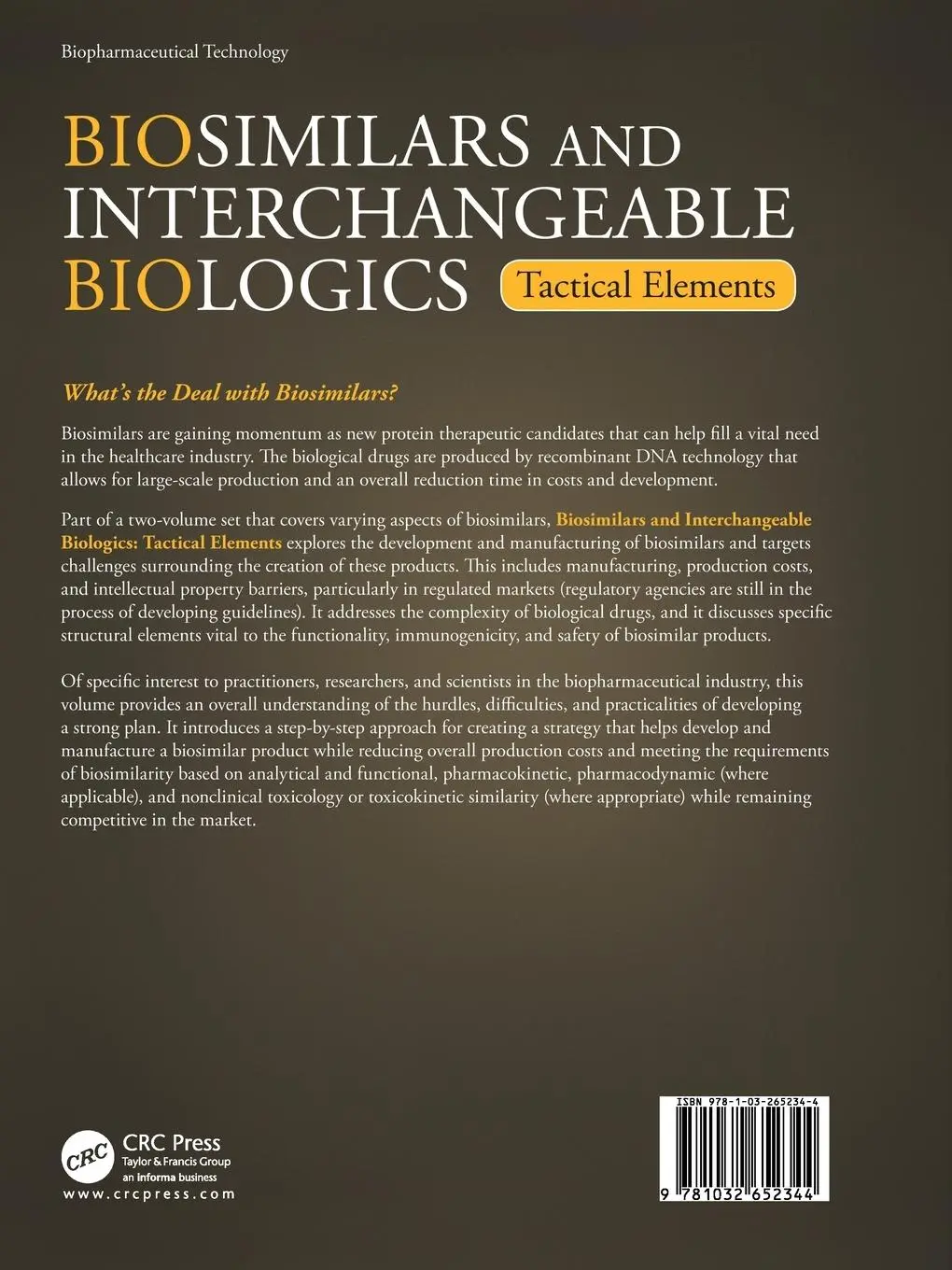 Rückseite: 9781032652344 | Biosimilars and Interchangeable Biologics | Tactical Elements | Niazi