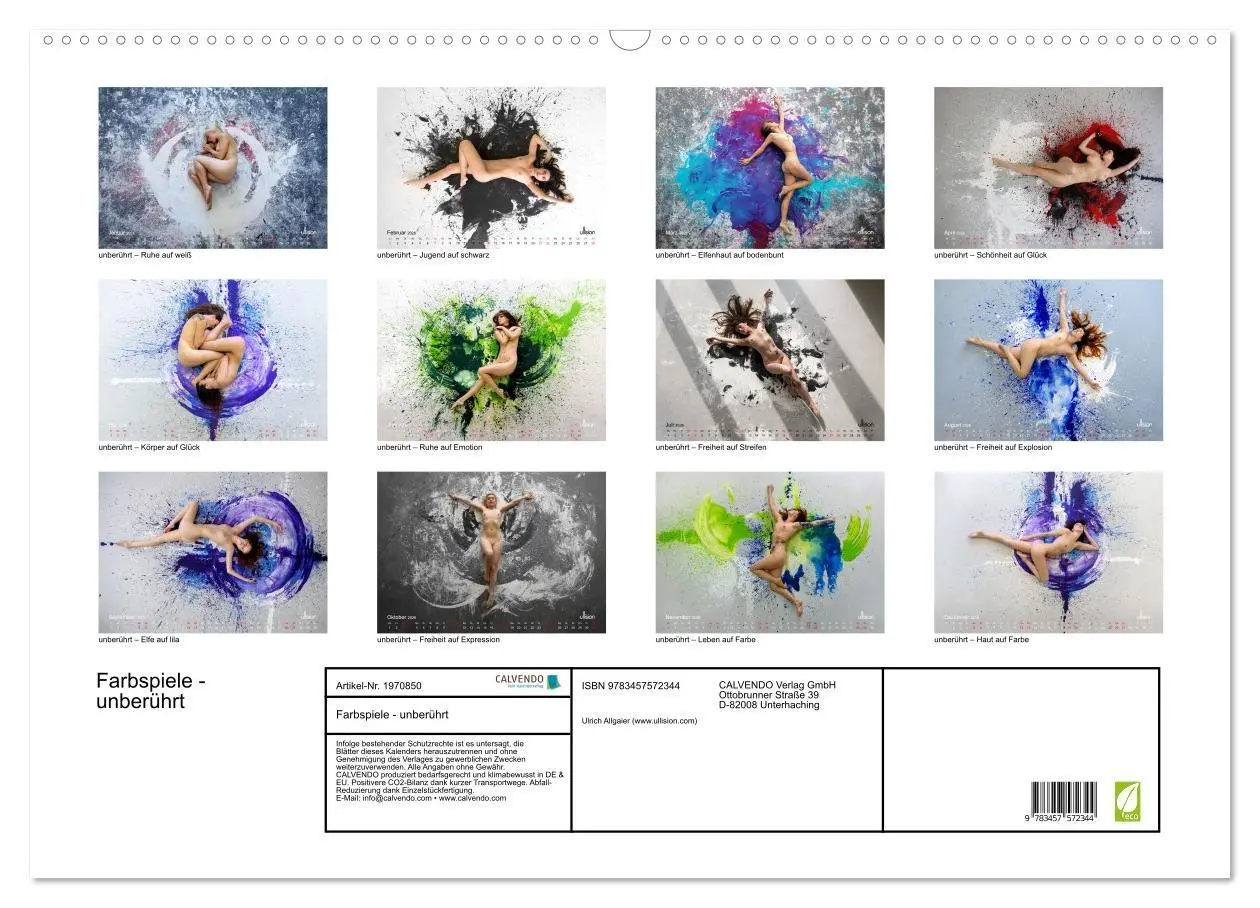 Bild: 9783457572344 | Farbspiele - unberührt (Wandkalender 2026 DIN A2 quer), CALVENDO...