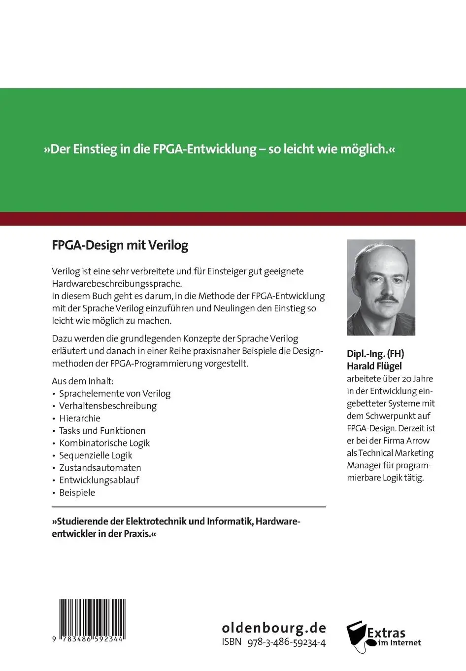 Rückseite: 9783486592344 | FPGA-Design mit Verilog | Harald Flügel | Taschenbuch | XII | Deutsch