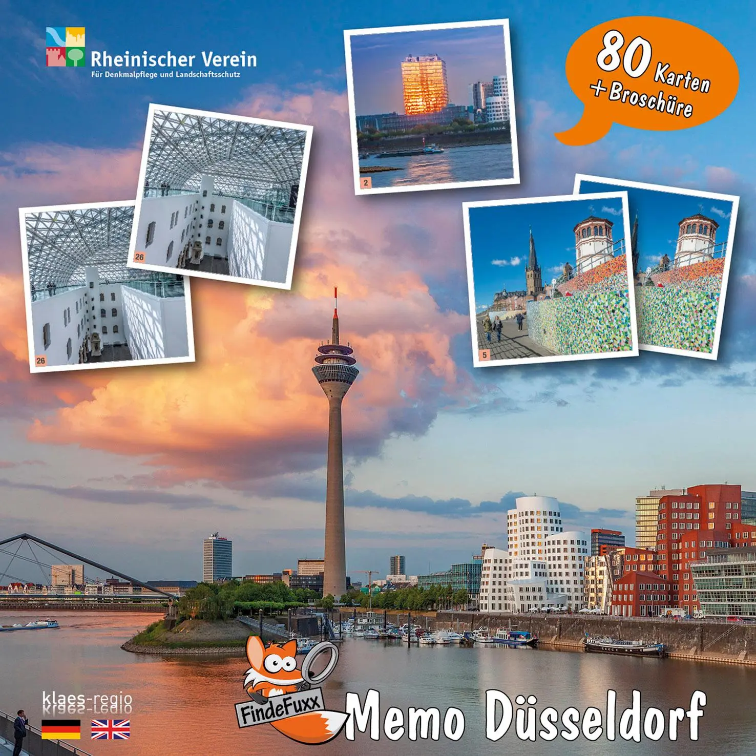 Cover: 4260620442444 | FindeFuxx Memo Düsseldorf | 80 Spielkarten (40 Bildpaare) | Klaes