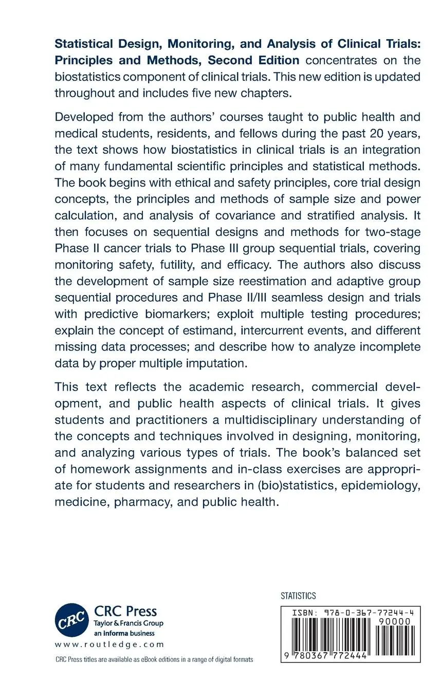 Rückseite: 9780367772444 | Statistical Design, Monitoring, and Analysis of Clinical Trials | Buch