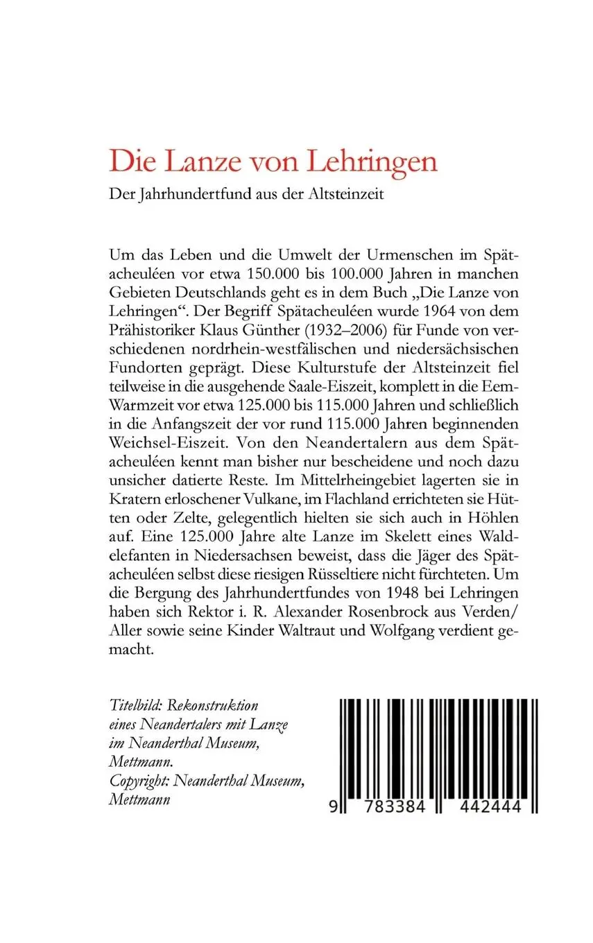 Rückseite: 9783384442444 | Die Lanze von Lehringen | Der Jahrhundertfund aus der Altsteinzeit