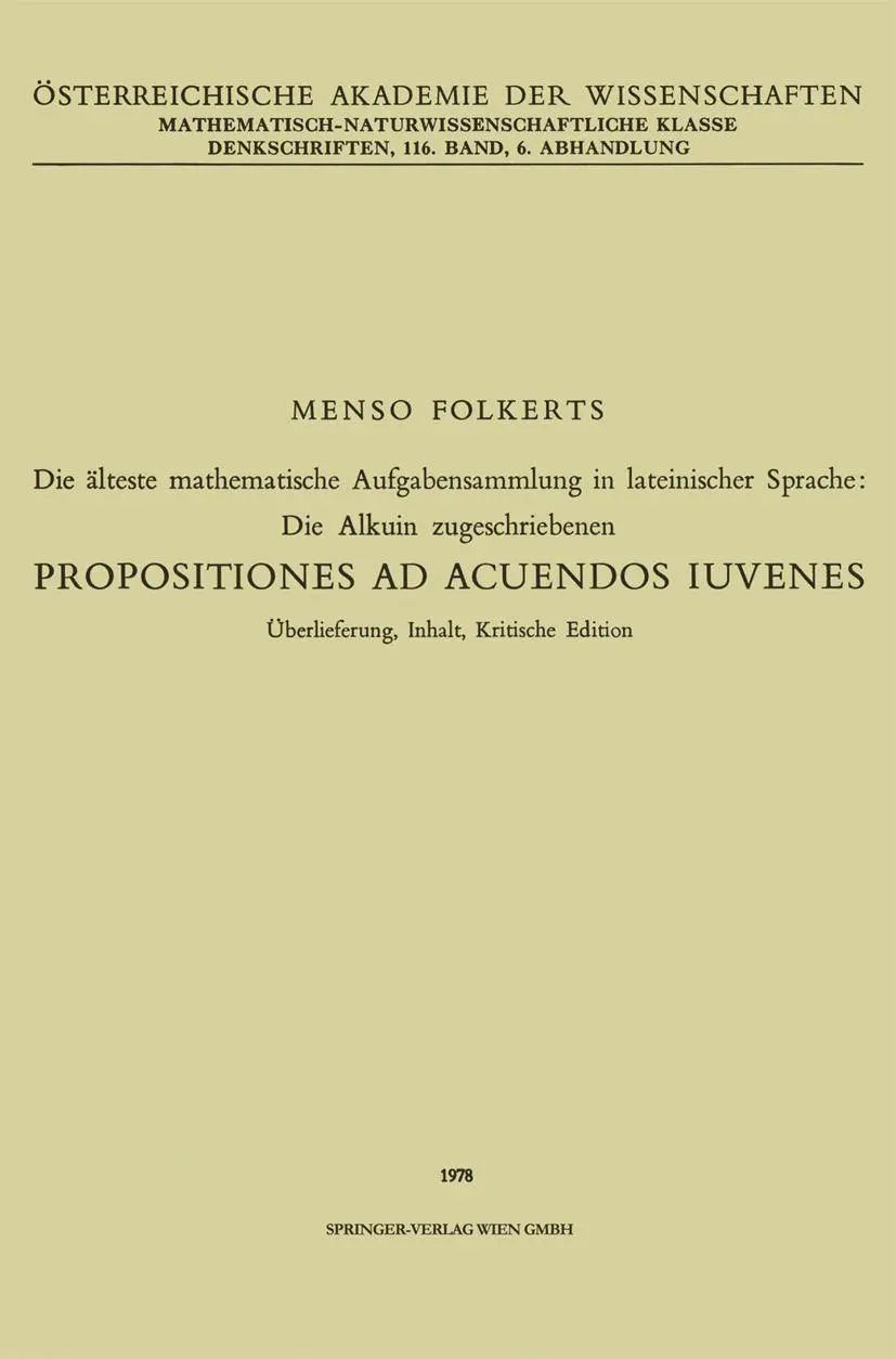 Cover: 9783662242544 | Die älteste mathematische Aufgabensammlung in lateinischer Sprache:...