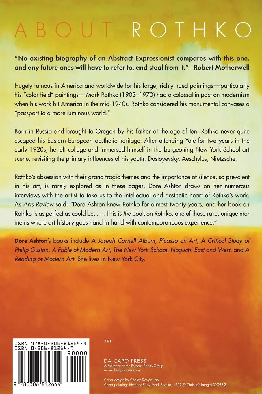 Rückseite: 9780306812644 | About Rothko | Dore Ashton | Taschenbuch | Kartoniert / Broschiert