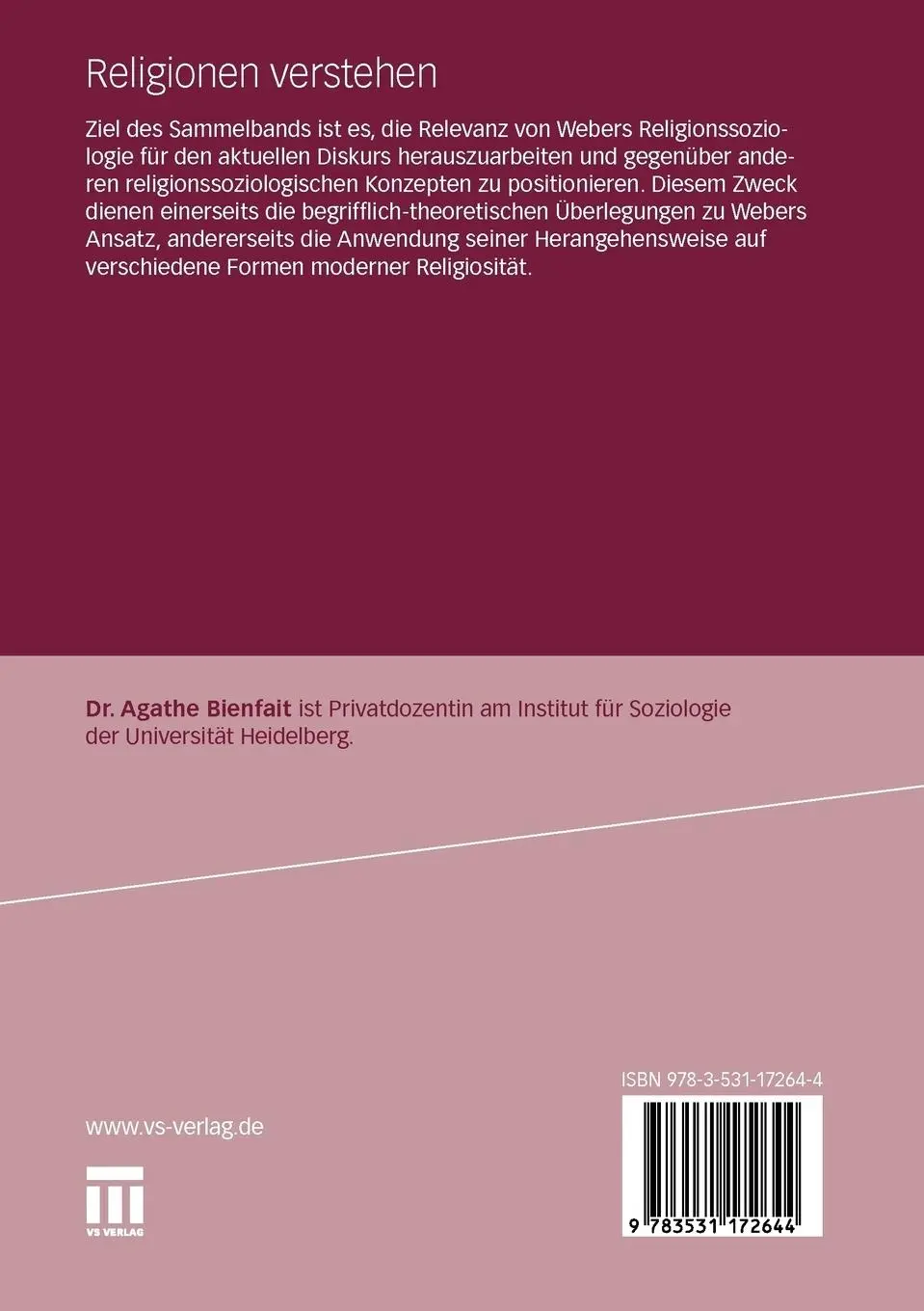 Rückseite: 9783531172644 | Religionen verstehen | Agathe Bienfait | Taschenbuch | 289 S. | 2011