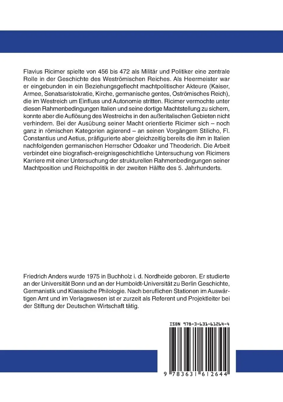 Rückseite: 9783631612644 | Flavius Ricimer | Friedrich Anders | Taschenbuch | Paperback | Deutsch