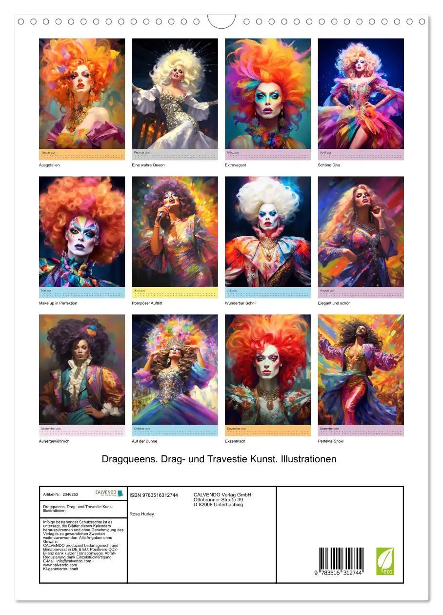 Bild: 9783516312744 | Dragqueens. Drag- und Travestie Kunst. Illustrationen (Wandkalender...