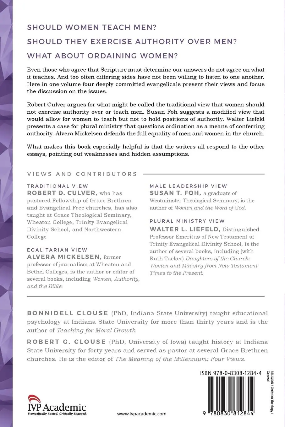 Rückseite: 9780830812844 | Women in Ministry | Four Views | Bonnidell Clouse (u. a.) | Buch