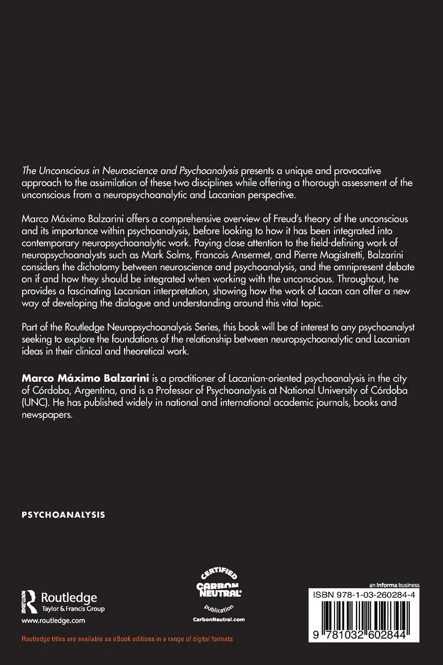 Rückseite: 9781032602844 | The Unconscious in Neuroscience and Psychoanalysis | Balzarini | Buch