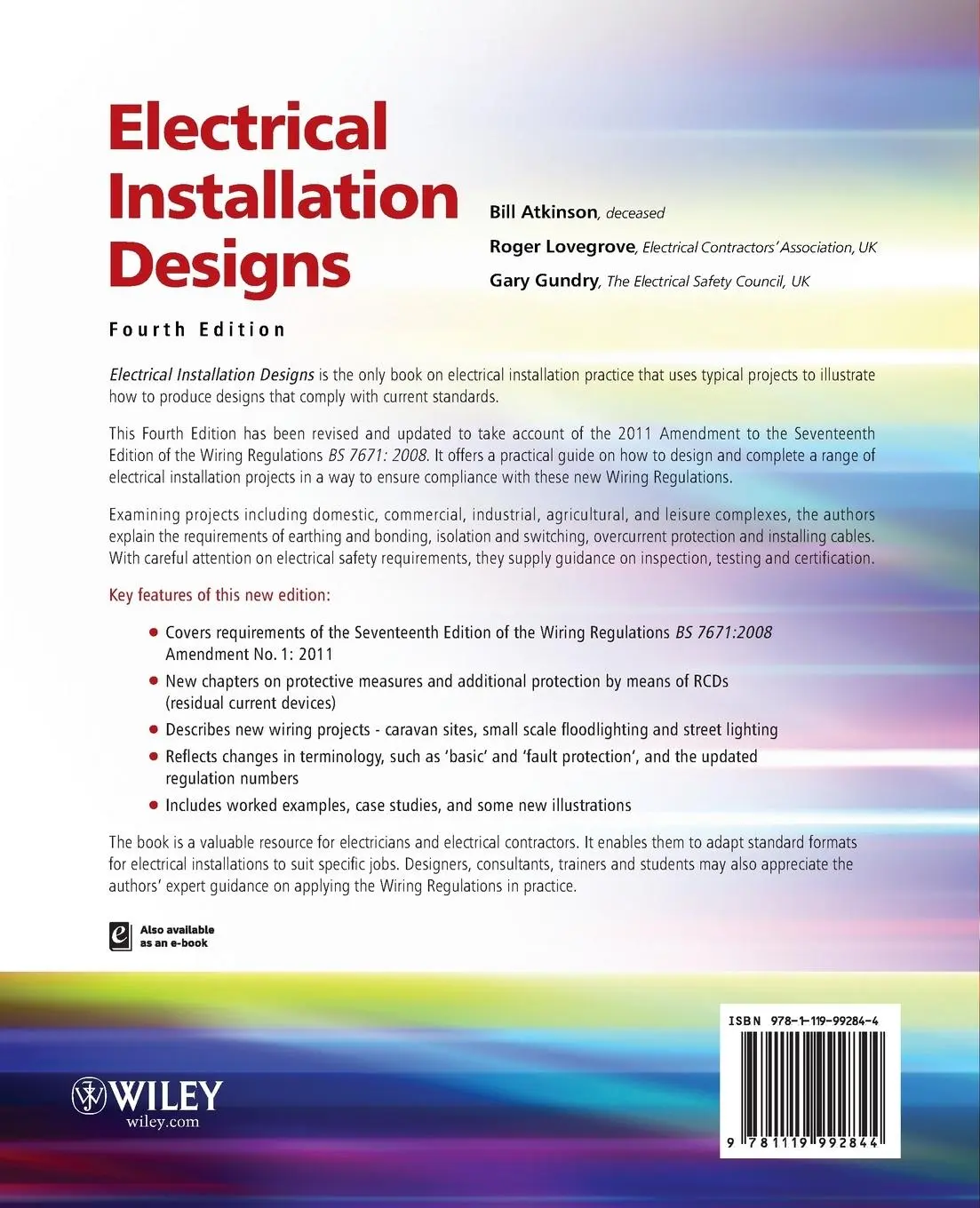Rückseite: 9781119992844 | Electrical Installation Designs | Bill Atkinson (u. a.) | Taschenbuch