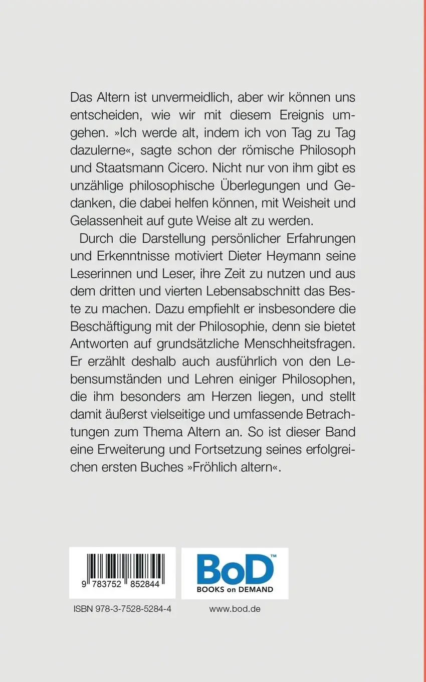 Rückseite: 9783752852844 | Weise altern | Dieter Heymann | Taschenbuch | 248 S. | Deutsch | 2018