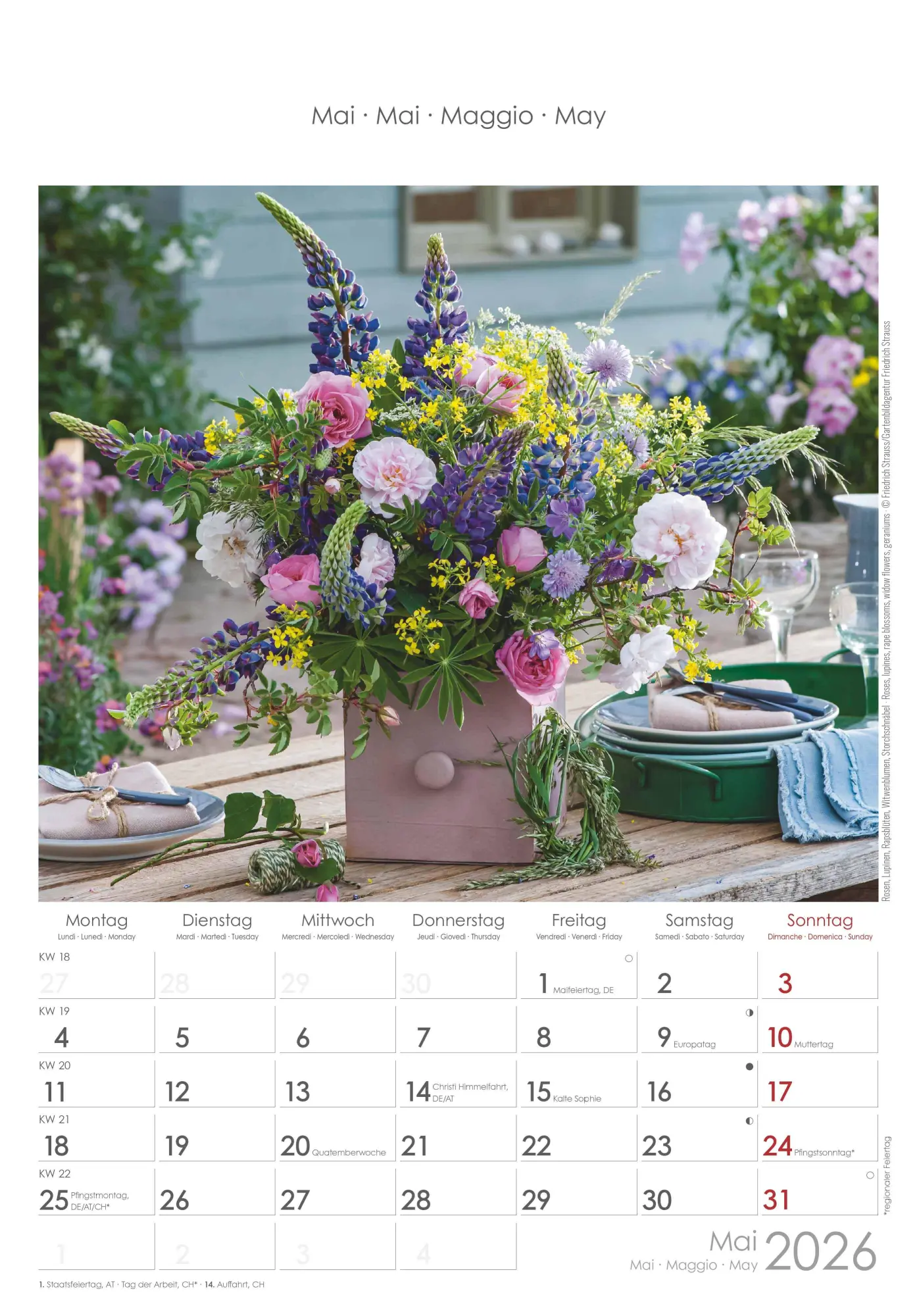 Bild: 4069095002944 | Blumen 2026 - Bildkalender 23,7x34 cm - Kalender mit Platz für...