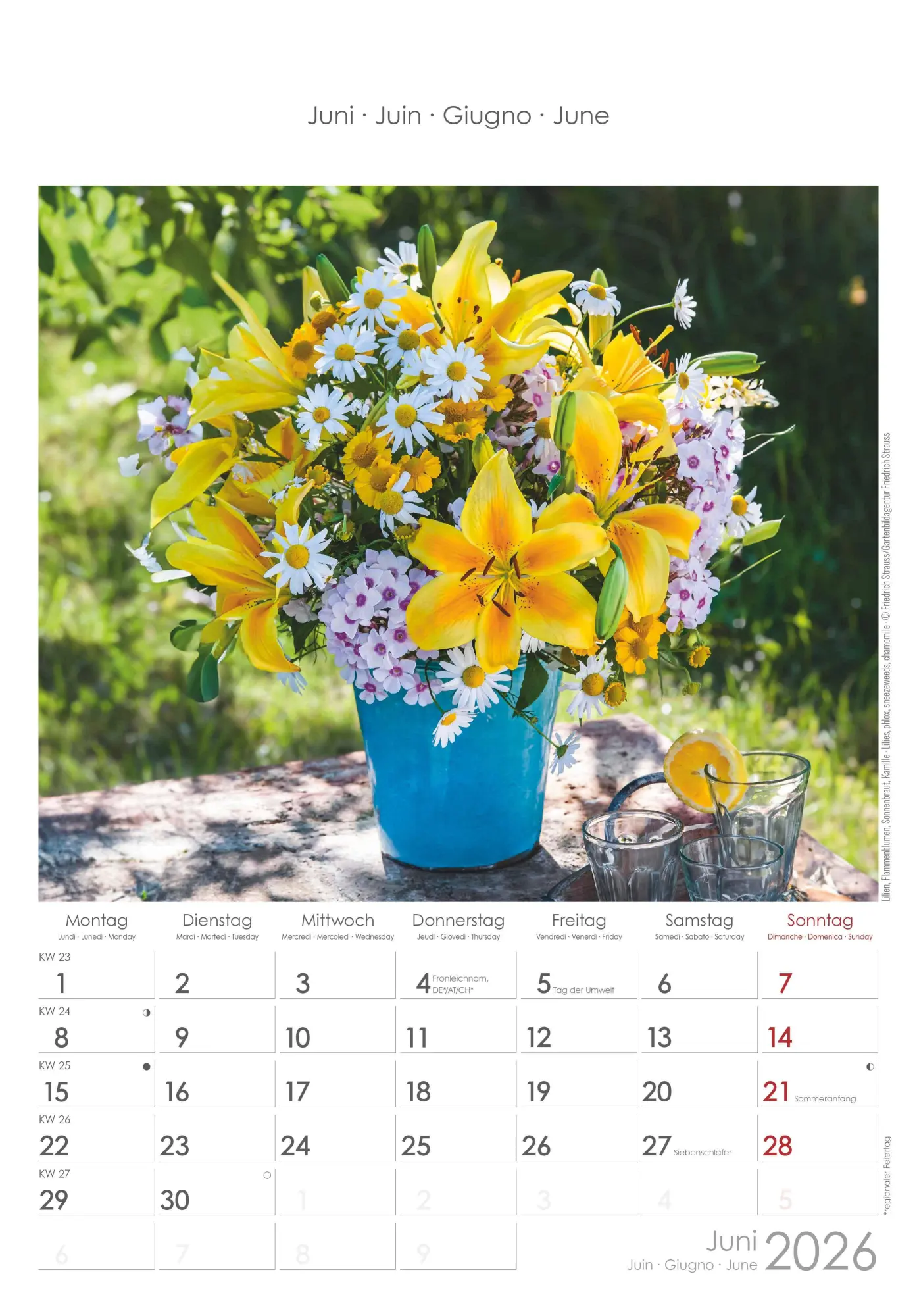 Bild: 4069095002944 | Blumen 2026 - Bildkalender 23,7x34 cm - Kalender mit Platz für...