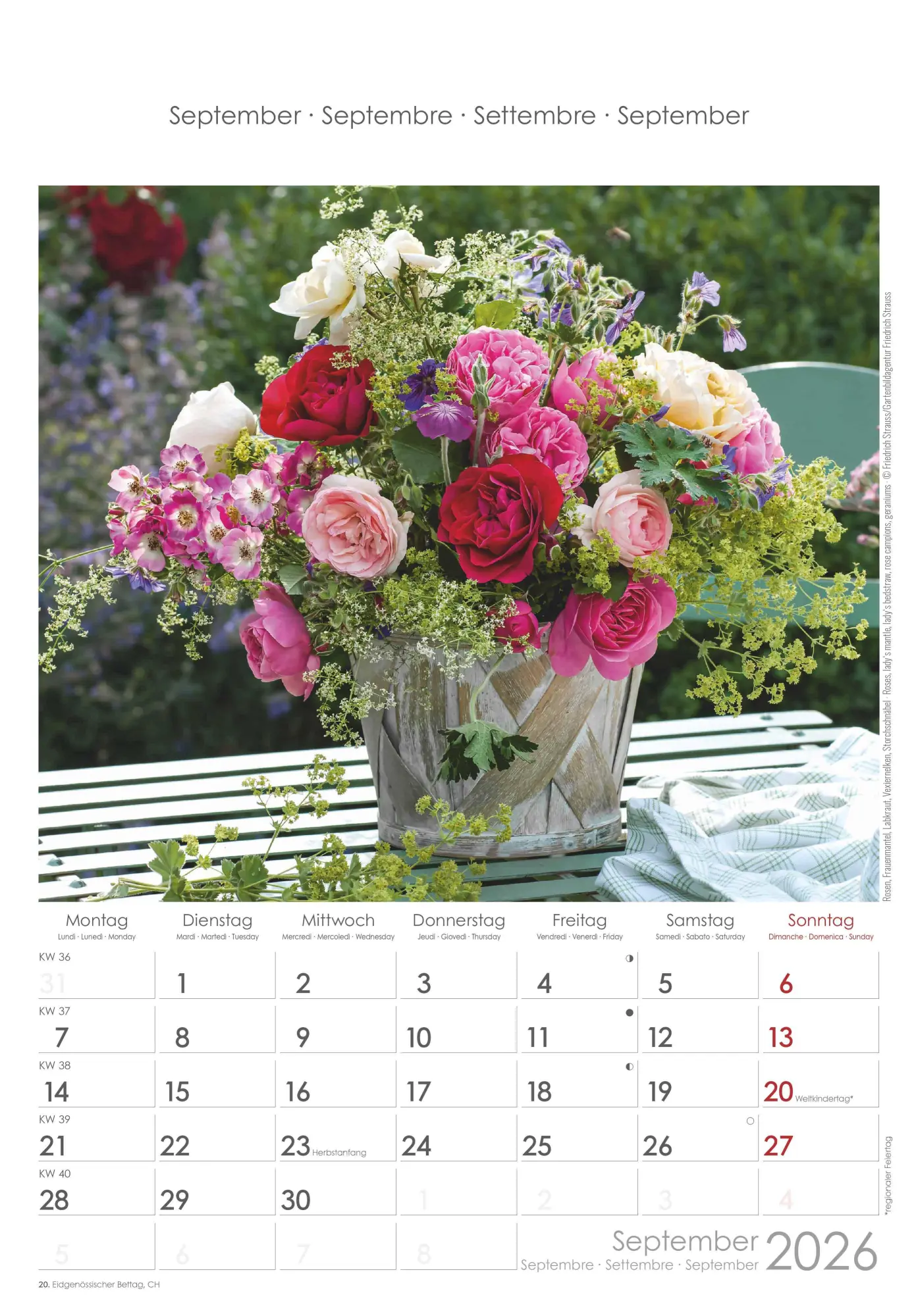 Bild: 4069095002944 | Blumen 2026 - Bildkalender 23,7x34 cm - Kalender mit Platz für...
