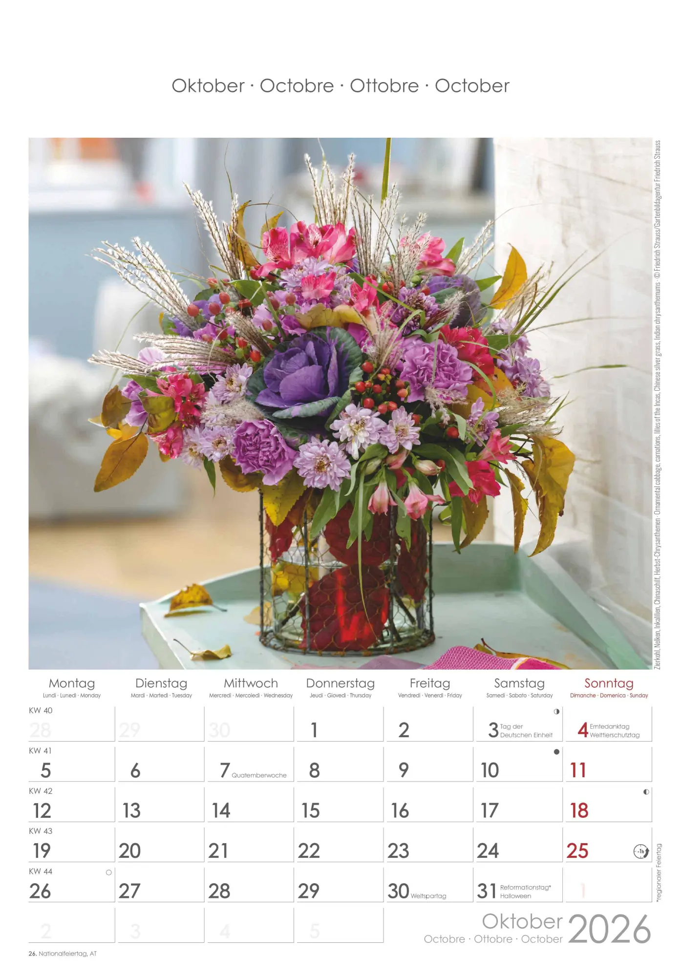 Bild: 4069095002944 | Blumen 2026 - Bildkalender 23,7x34 cm - Kalender mit Platz für...