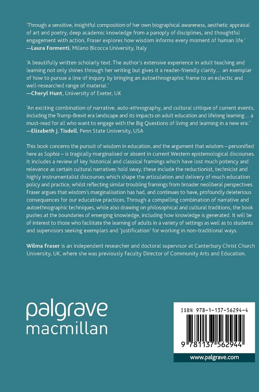 Rückseite: 9781137562944 | Seeking Wisdom in Adult Teaching and Learning | Wilma Fraser | Buch