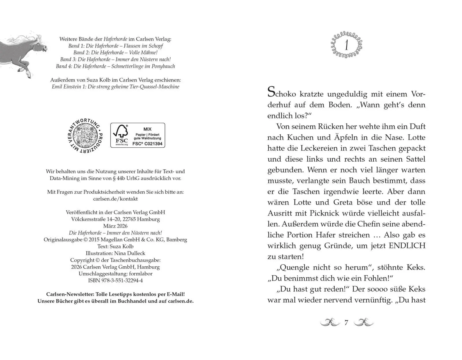 Bild: 9783551322944 | Die Haferhorde 3: Immer den Nüstern nach! | Suza Kolb | Taschenbuch