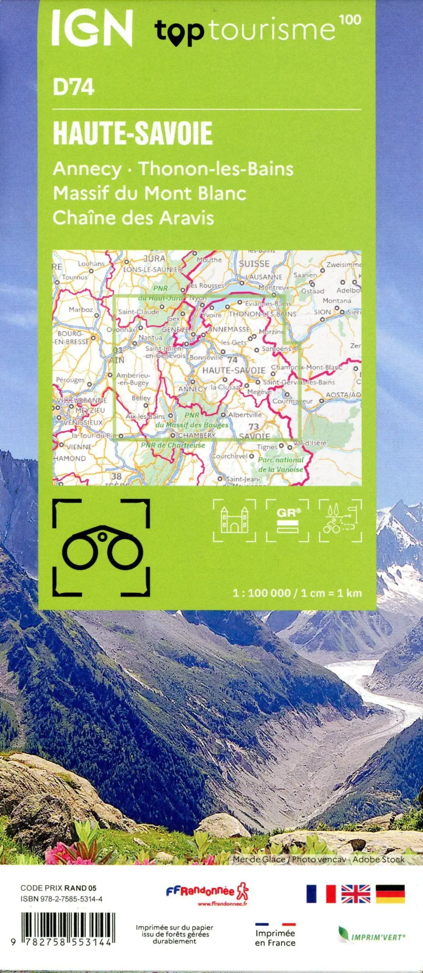 Bild: 9782758553144 | 74 Haute- Savoie | 1:100000 | (Land-)Karte | IGN Top 100 départemental