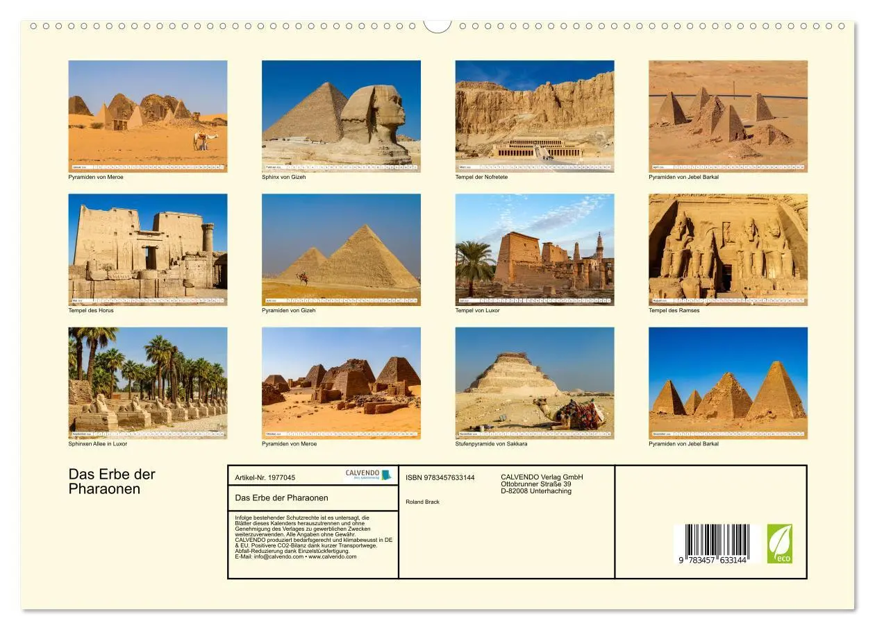 Bild: 9783457633144 | Das Erbe der Pharaonen (Wandkalender 2026 DIN A2 quer), CALVENDO...