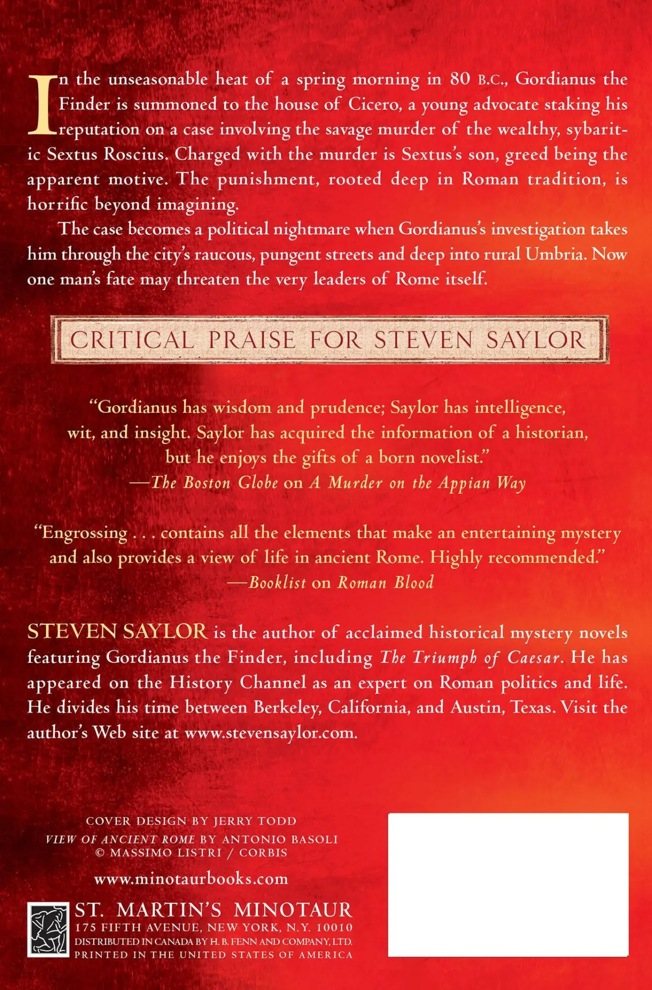 Rückseite: 9780312383244 | Roman Blood | Steven Saylor | Taschenbuch | Kartoniert / Broschiert