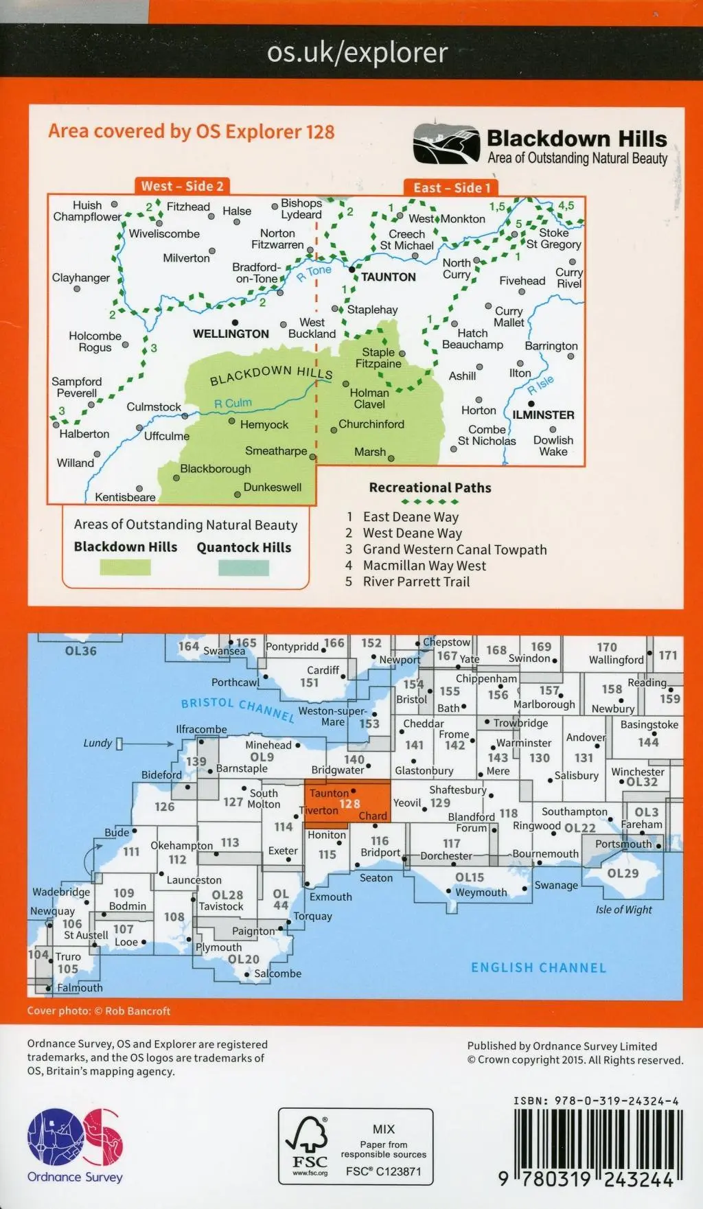 Bild: 9780319243244 | Taunton and Blackdown Hills | Ordnance Survey | (Land-)Karte | 2015