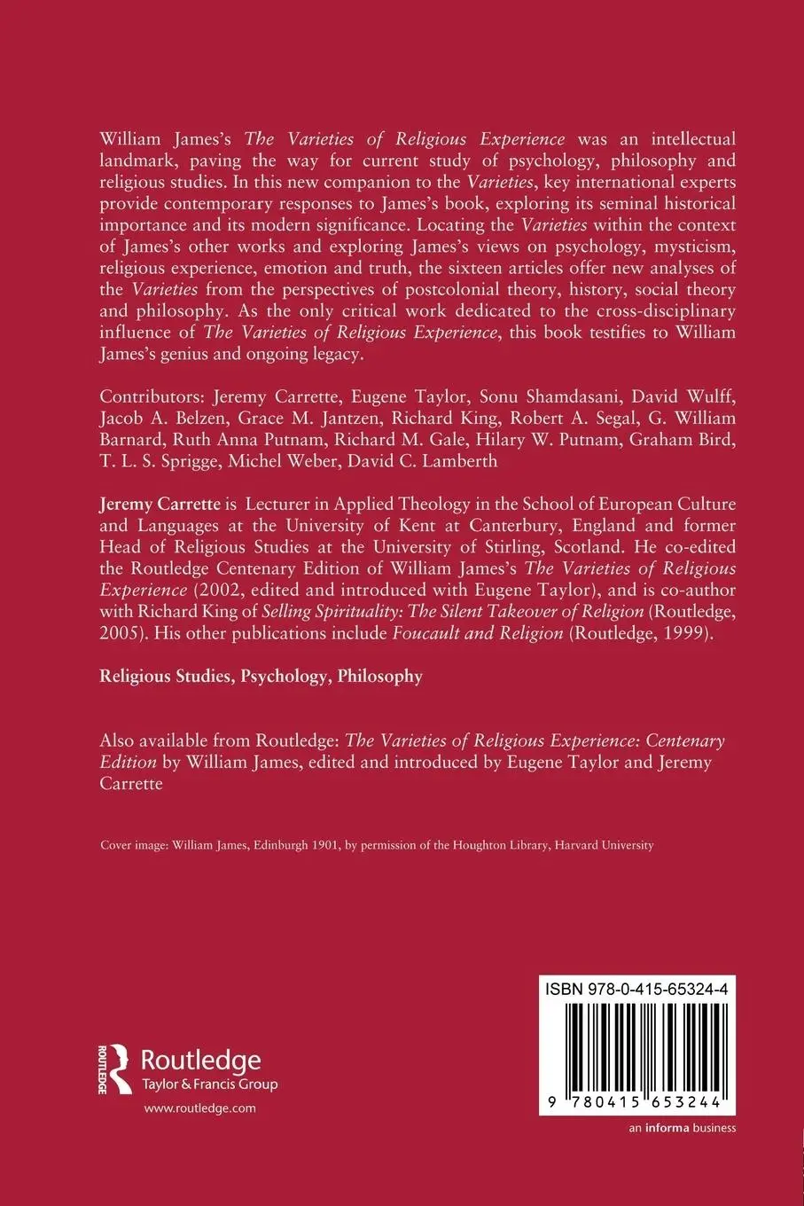 Rückseite: 9780415653244 | William James and The Varieties of Religious Experience | Carrette