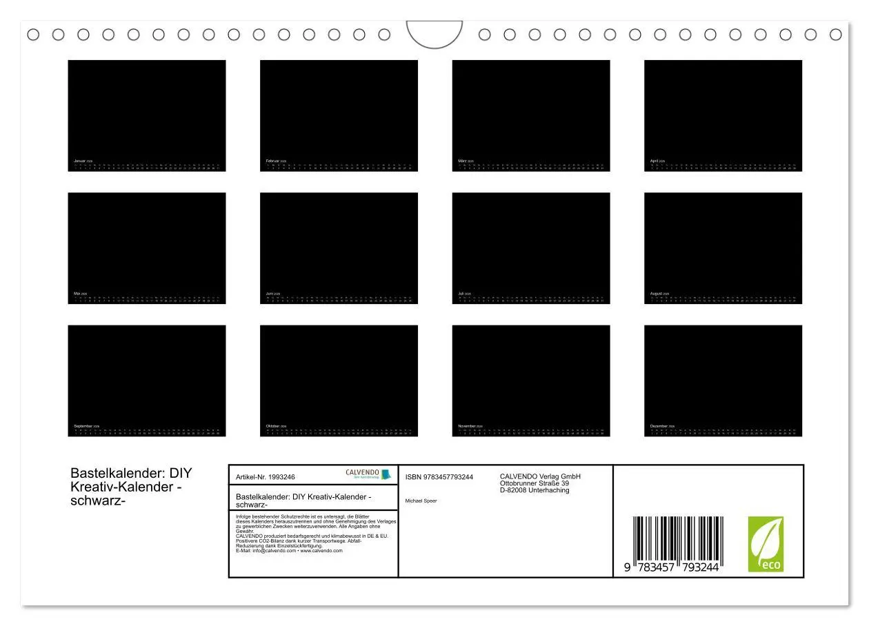 Bild: 9783457793244 | Bastelkalender: DIY Kreativ-Kalender -schwarz- (Wandkalender 2026...