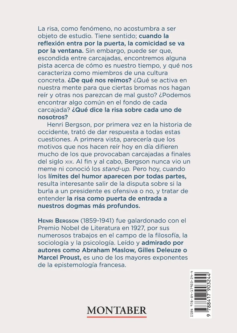 Rückseite: 9788417903244 | La risa. Ensayo sobre el significado de la comicidad | Henri Bergson