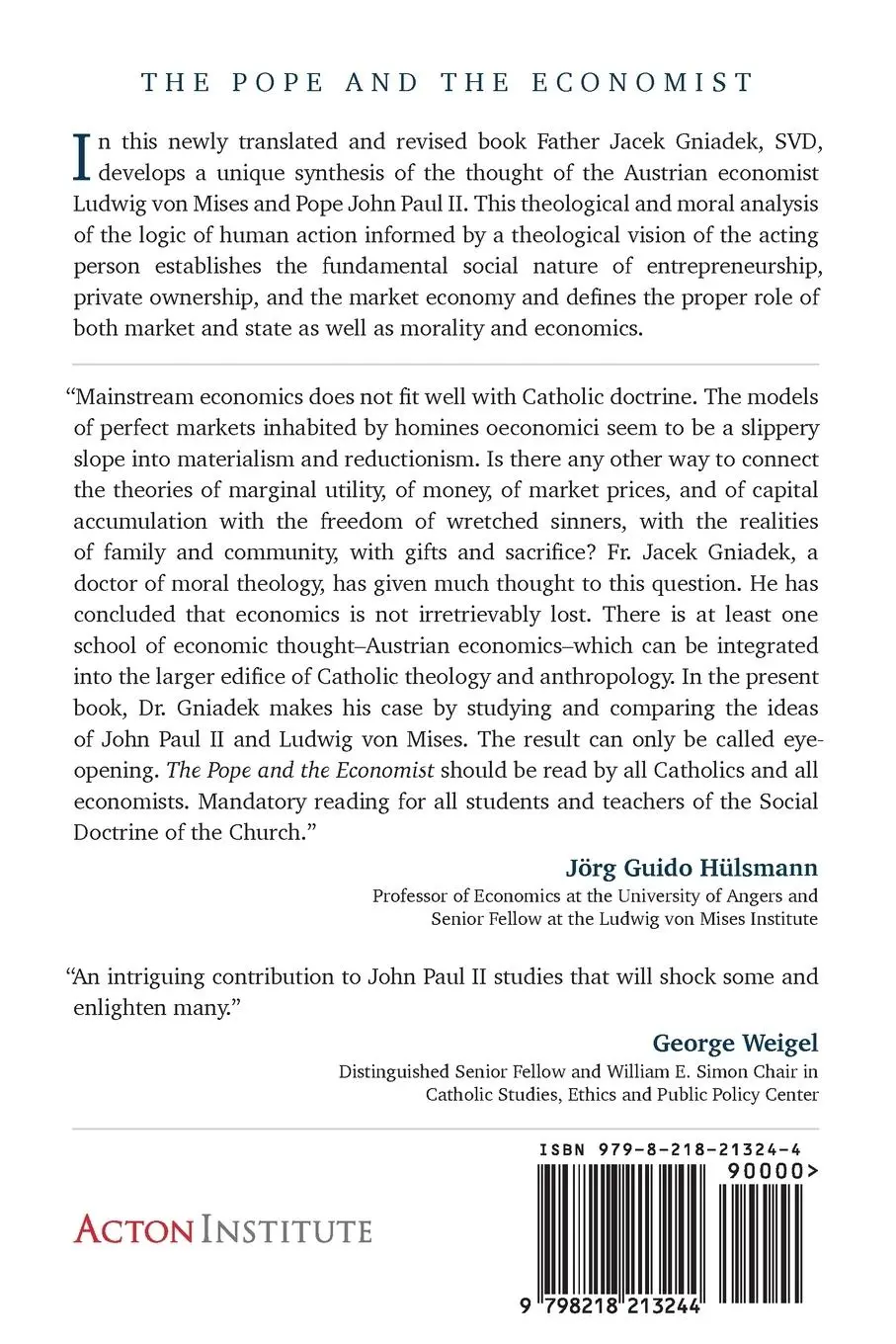 Rückseite: 9798218213244 | The Pope and the Economist | Jacek Gniadek | Taschenbuch | Englisch