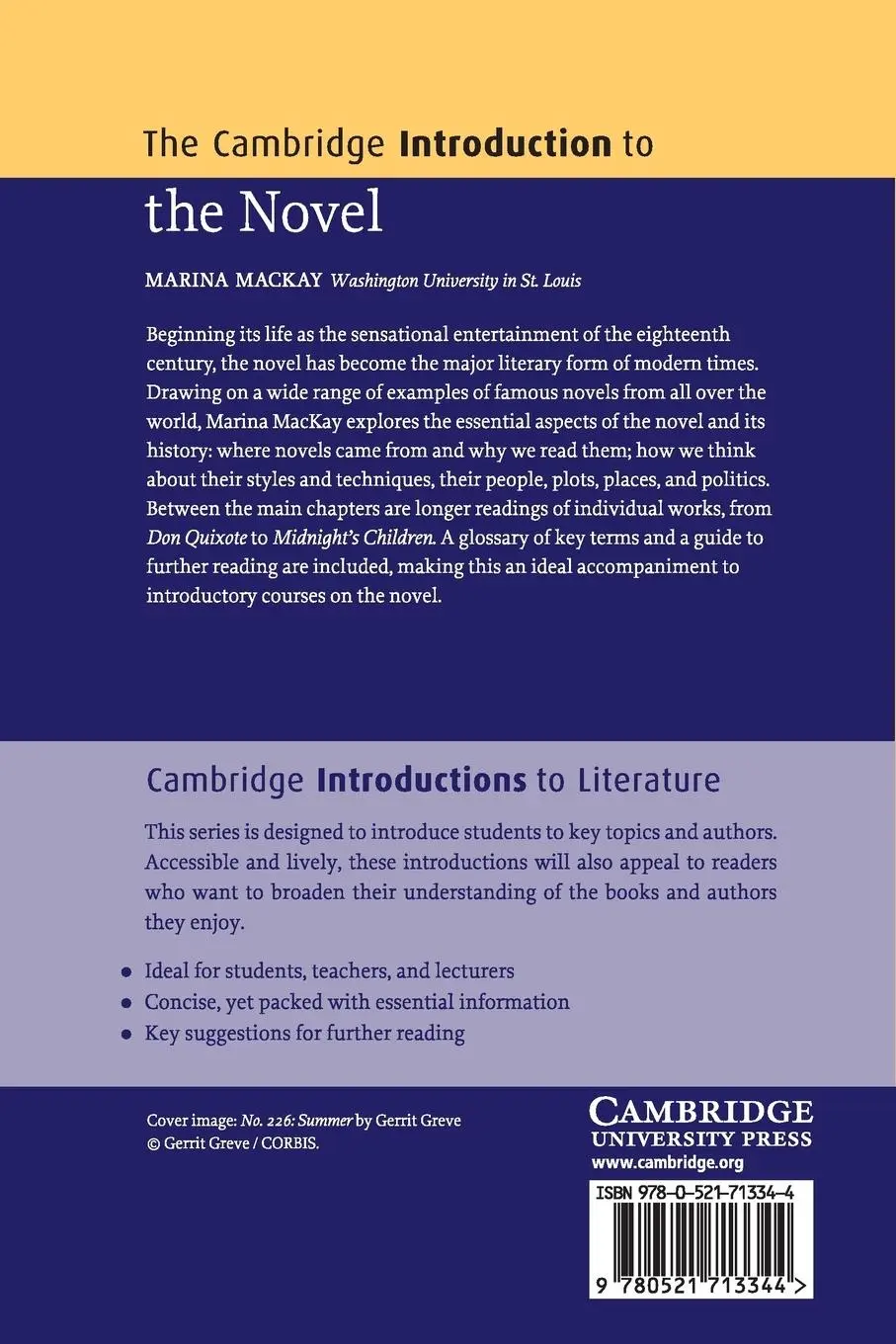 Rückseite: 9780521713344 | The Cambridge Introduction to the Novel | Marina Mackay | Taschenbuch