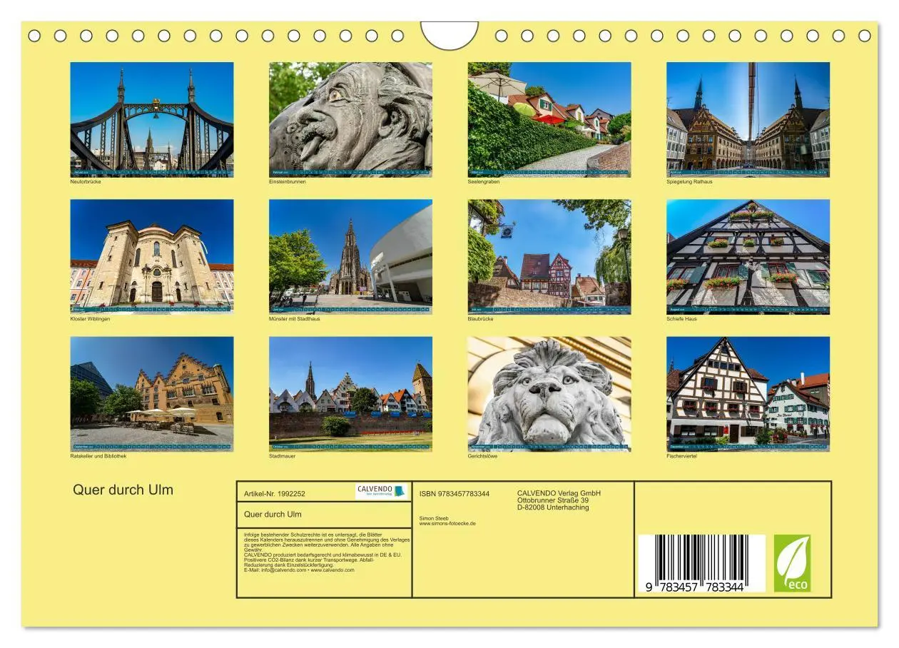 Bild: 9783457783344 | Quer durch Ulm (Wandkalender 2026 DIN A4 quer), CALVENDO...