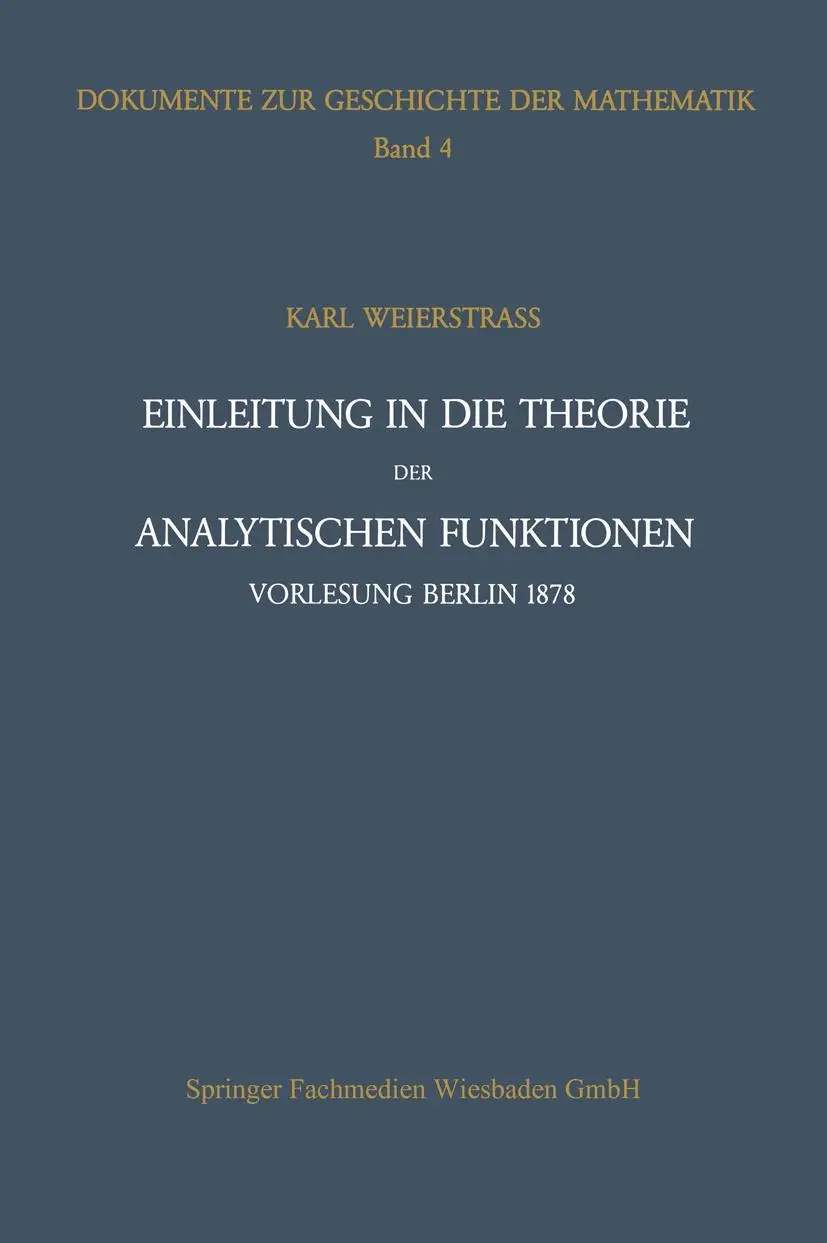 Cover: 9783528063344 | Einleitung in die Theorie der analytischen Funktionen | Taschenbuch