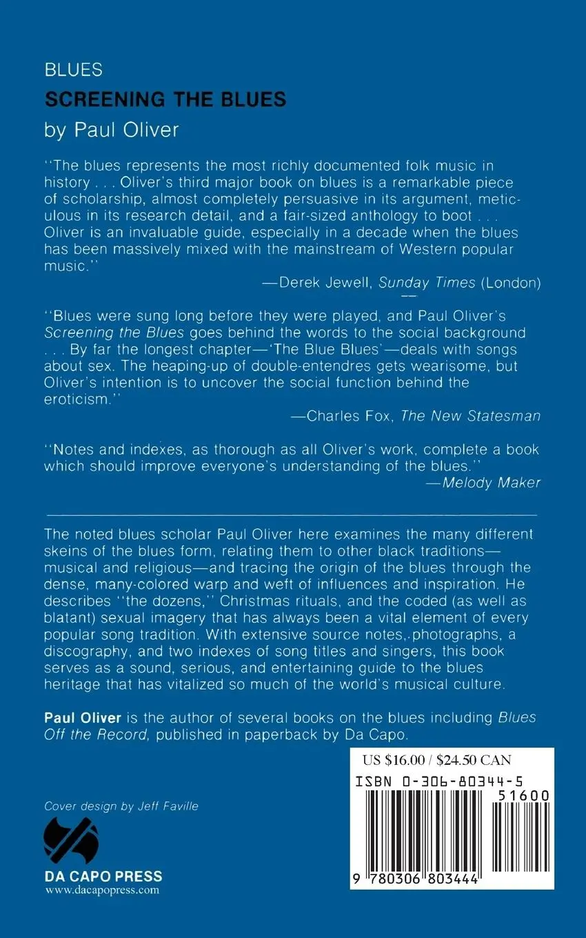 Rückseite: 9780306803444 | Screening the Blues | Paul Oliver | Taschenbuch | Englisch | 1989
