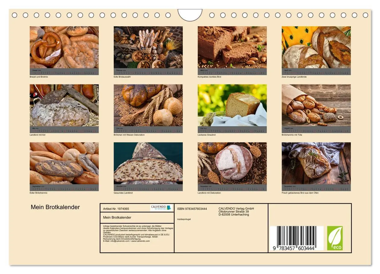 Bild: 9783457603444 | Mein Brotkalender (Wandkalender 2026 DIN A4 quer), CALVENDO...