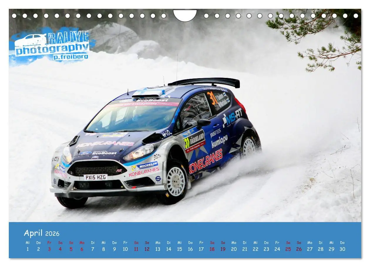 Bild: 9783457843444 | WRC Schweden White Open 2026 (Wandkalender 2026 DIN A4 quer),...