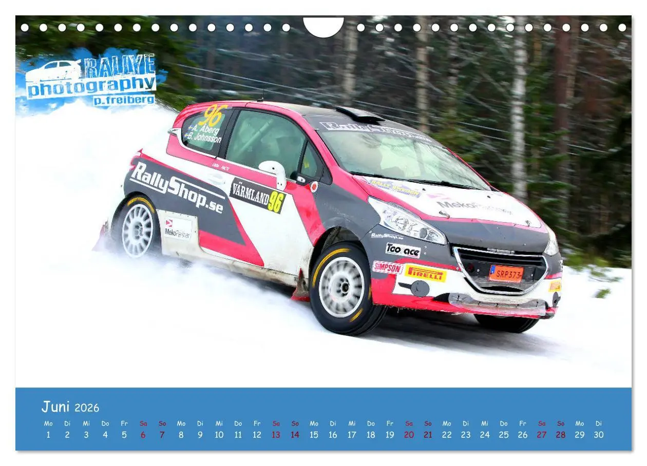 Bild: 9783457843444 | WRC Schweden White Open 2026 (Wandkalender 2026 DIN A4 quer),...