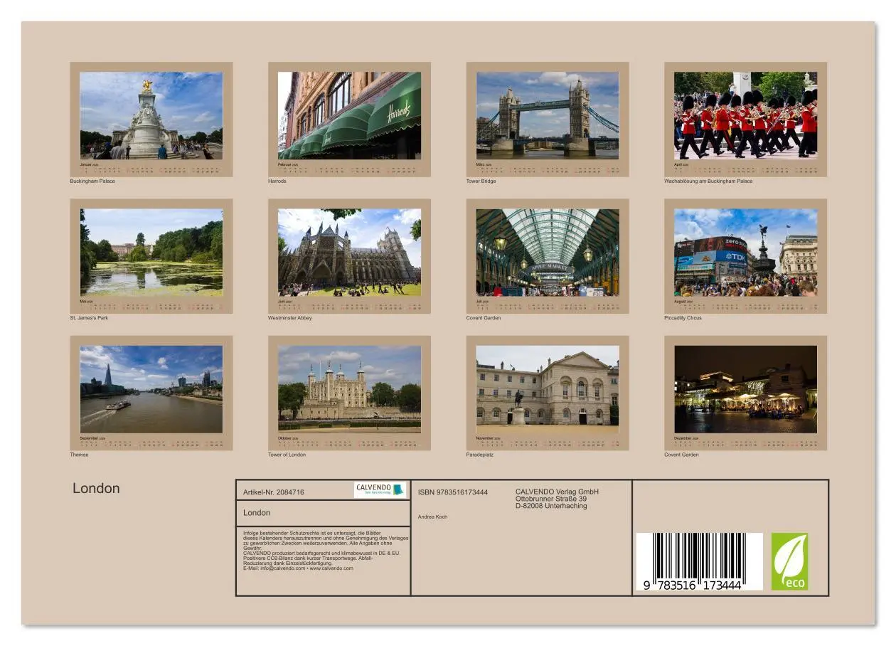 Bild: 9783516173444 | London (Wandkalender 2026 DIN A4 quer), CALVENDO Monatskalender | Koch