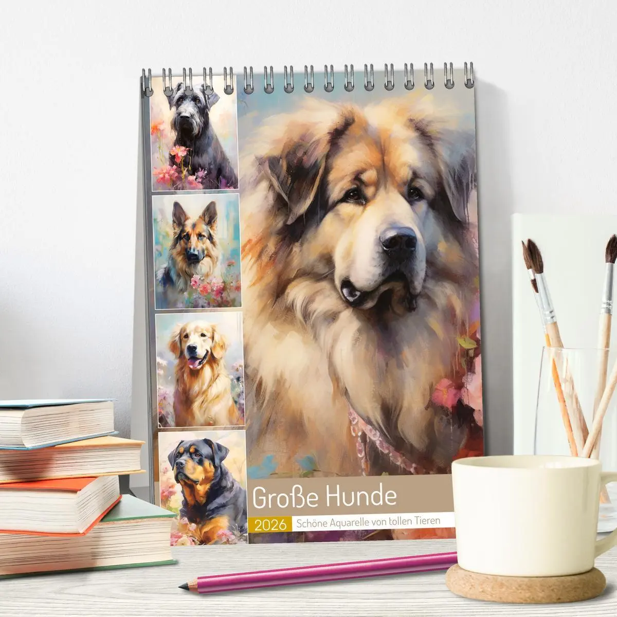 Bild: 9783516313444 | Große Hunde. Schöne Aquarelle von tollen Tieren (Tischkalender 2026...