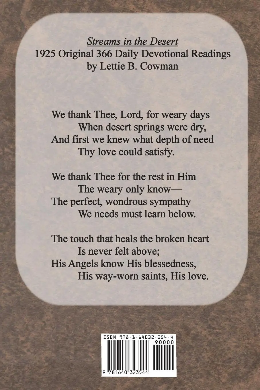 Rückseite: 9781640323544 | Streams in the Desert | 1925 Original 366 Daily Devotional Readings