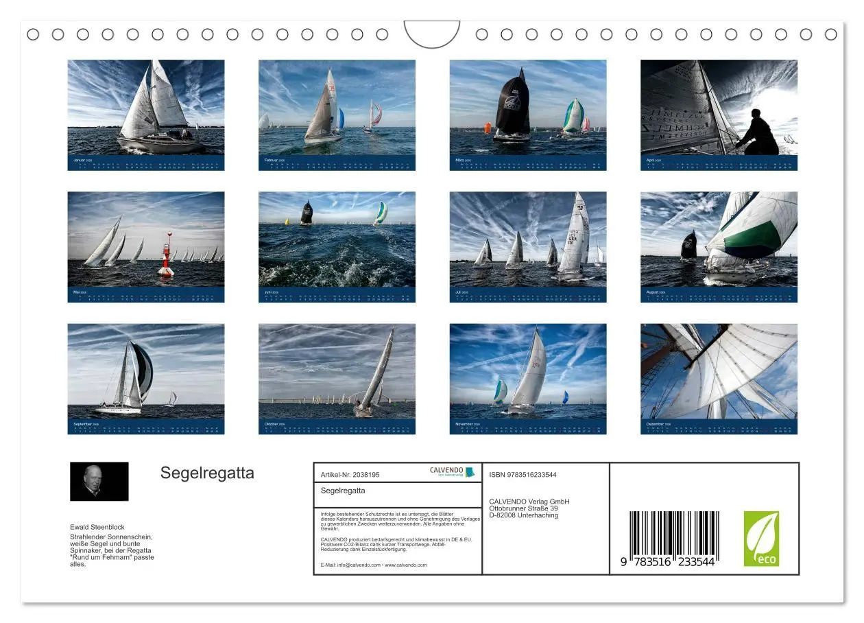 Bild: 9783516233544 | Segelregatta (Wandkalender 2026 DIN A4 quer), CALVENDO Monatskalender