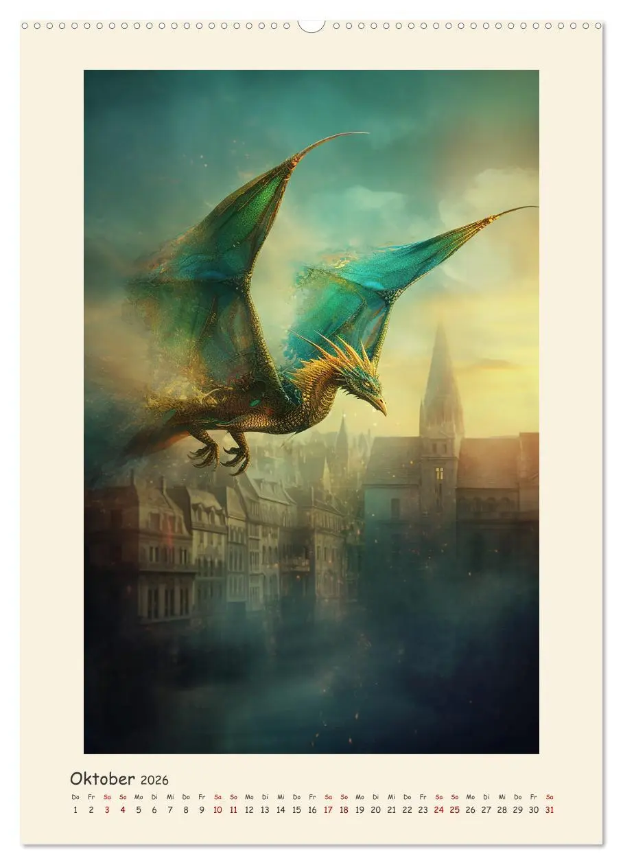 Bild: 9783516303544 | Malerische Drachen (Wandkalender 2026 DIN A2 hoch), CALVENDO...