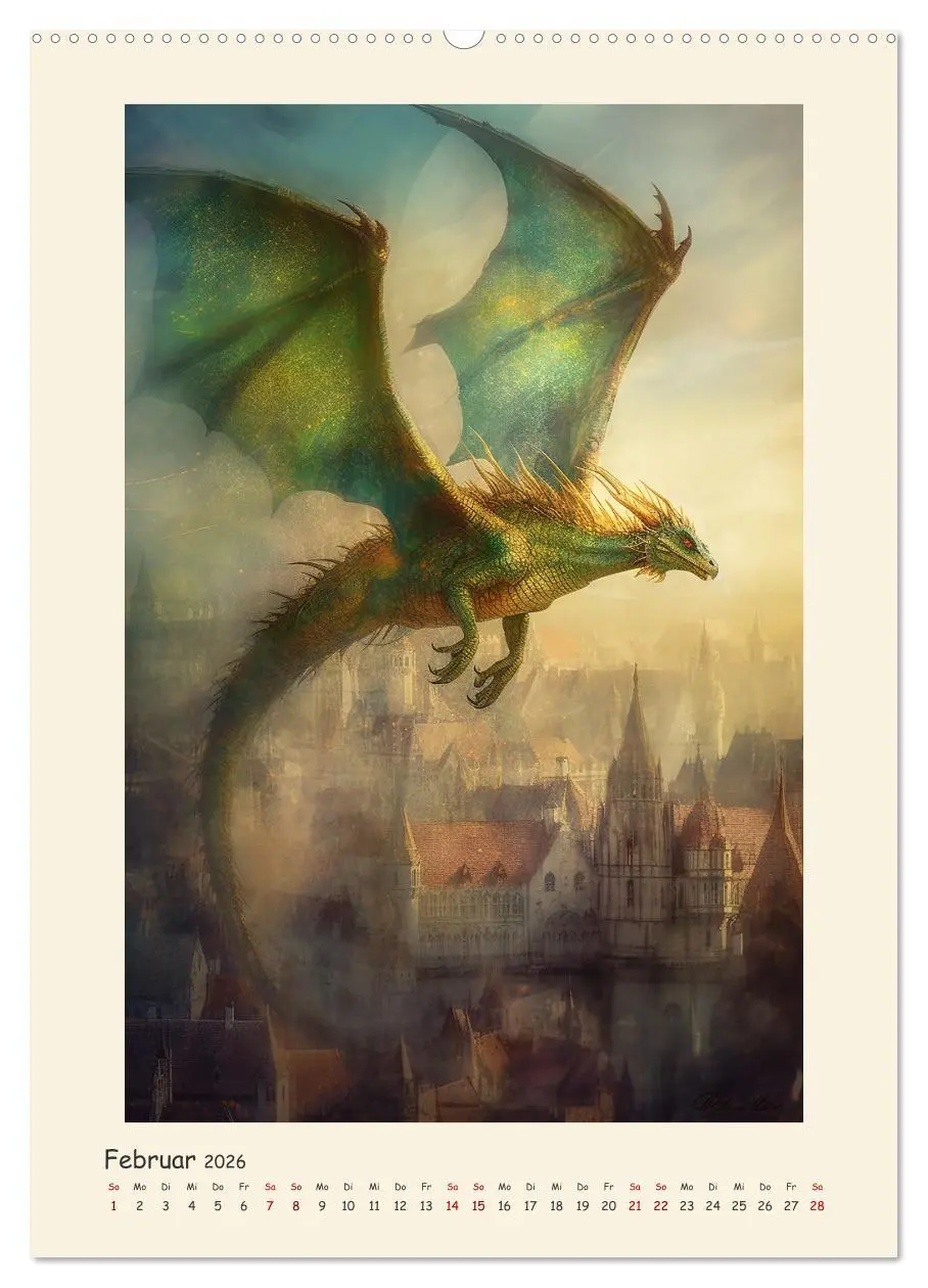 Bild: 9783516303544 | Malerische Drachen (Wandkalender 2026 DIN A2 hoch), CALVENDO...